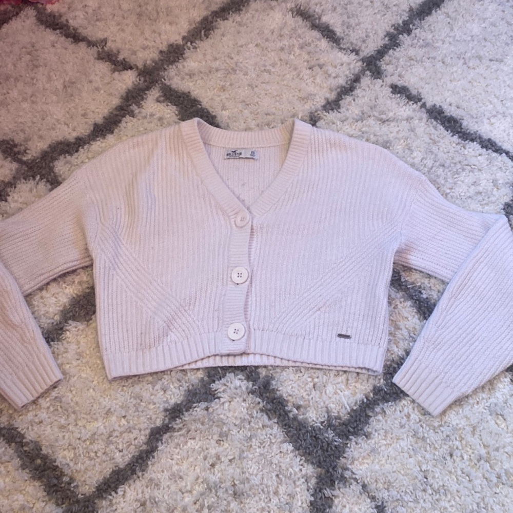 White button up sweater